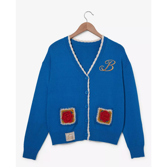 DISNEY BEAUTY AND THE BEAST BELLE ROSE CROCHET CARDIGAN / SWEATER BOXLUNCH - Picture 1 of 10